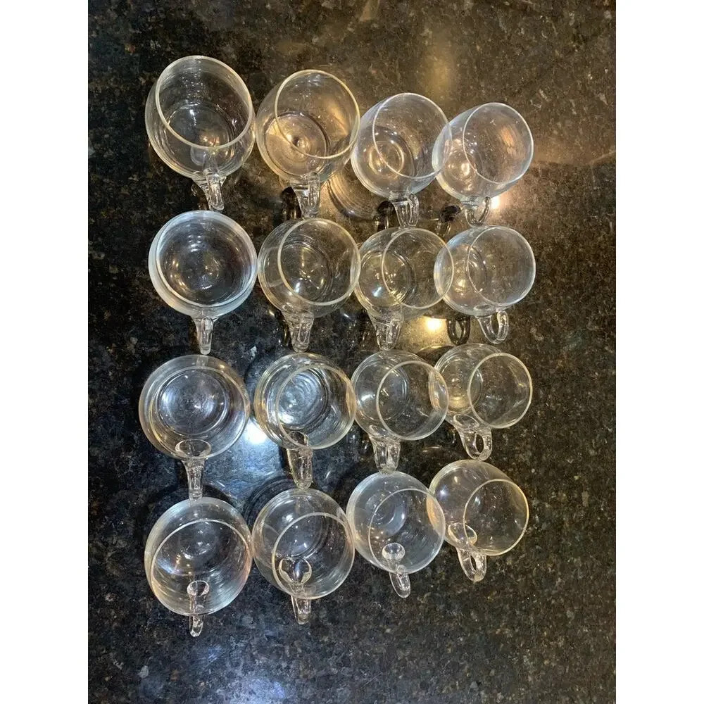 Vintage Glass Teacups Set 16-Piece‎ Clear